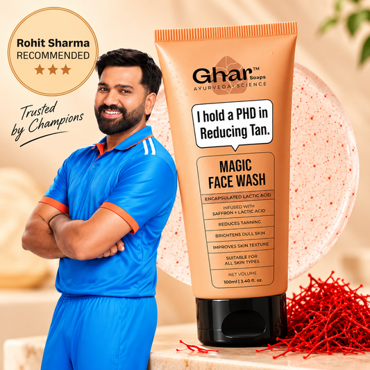 Ghar Soaps De-Tan Face Wash | For Tan Reducing, Brightening & Glowing Skin | With Saffron, Provitamin B5, & Lactic Acid | For All Skin Types (100ml x 1 Pack)