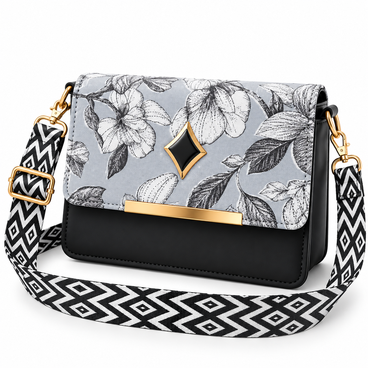 Women's Floral Sling Bag – Stylish Printed Crossbody Handbag with Adjustable Strap
