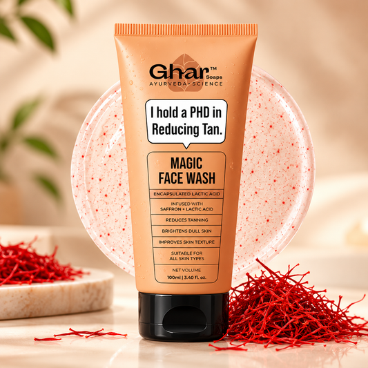 Ghar Soaps De-Tan Face Wash | For Tan Reducing, Brightening & Glowing Skin | With Saffron, Provitamin B5, & Lactic Acid | For All Skin Types (100ml x 1 Pack)