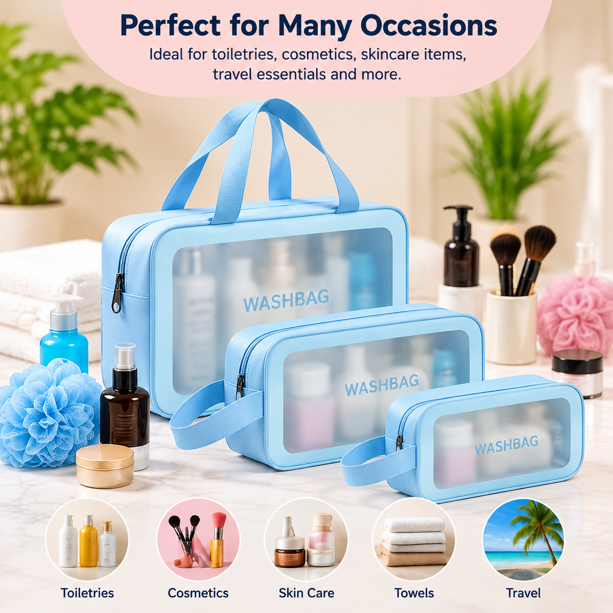 3-Piece Travel Wash Bag Set